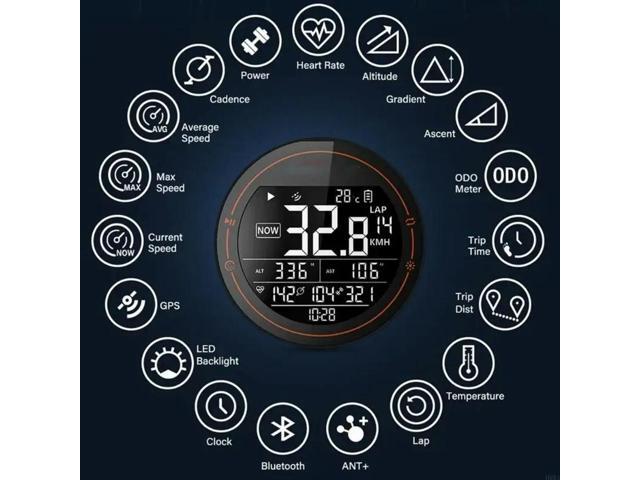 1 Set Bike Computer Fast Positioning Accuracy Auto Shutdown Night Readable 2.5inch Display Type C Charging