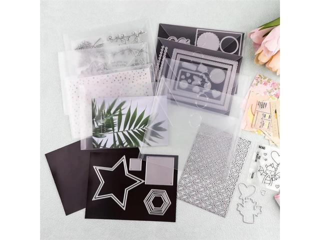 100Pcs 7X5in Envelopes,Reseale Plastic Envelopes Pockets Bag For Clear Stamp,Die Cuts,Scrapbook Paper Durable