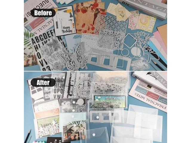 100Pcs 7X5in Envelopes,Reseale Plastic Envelopes Pockets Bag For Clear Stamp,Die Cuts,Scrapbook Paper Durable
