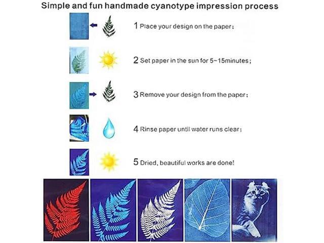 90 Sheets Sun Print Paper Kits Cyanotype Paper Kit A4 Nature Printing Solar For Kids Adults DIY Art Crafts Project