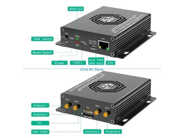M.2 NGFF Module to 2.5Gbps RJ45 Port LAN Adapter 4 Antennas Protective Case