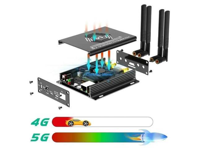 M.2 NGFF Module to 2.5Gbps RJ45 Port LAN Adapter 4 Antennas Protective Case