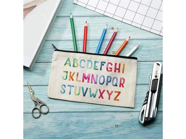 5X Canvas Zip Bags Canvas Pencil Pouch Canvas Makeup Bags Blank Canvas Pencil DIY Craft Bags Cosmetic Pouch Makeup Bag