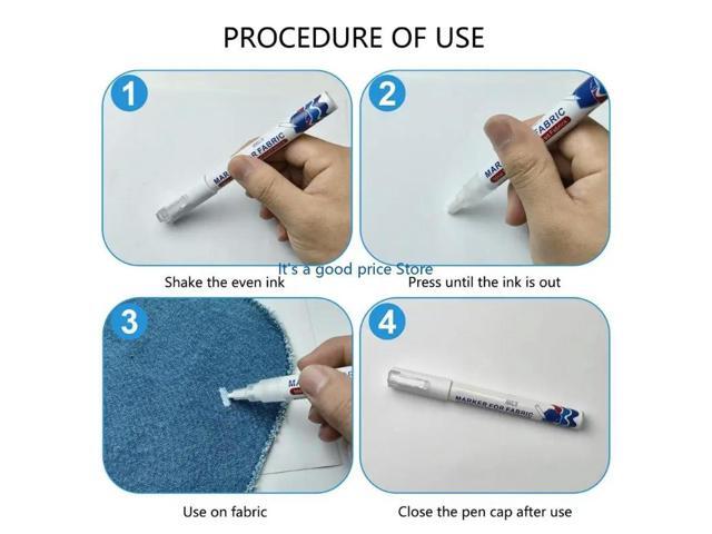 Permanent Fabric Pen 2mm Line Wide Quick Dry Water Resistant White Fabric Marker for Clothing Bag Shoe Coloring Drawing