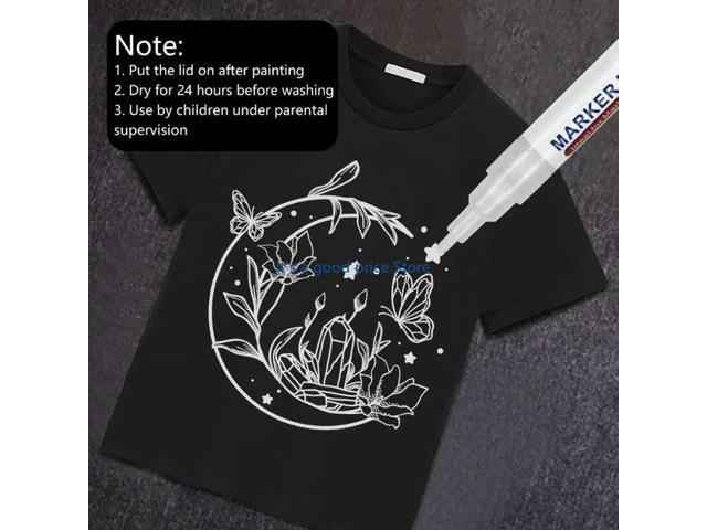 Permanent Fabric Pen 2mm Line Wide Quick Dry Water Resistant White Fabric Marker for Clothing Bag Shoe Coloring Drawing