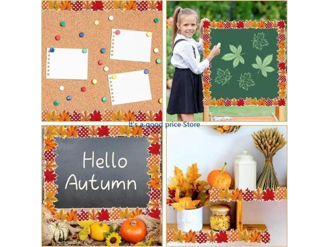 Bulletin Board Border 32.8ft Thanksgiving Leaf Border Trim Wall Sticker for Classroom Whiteboards Chalkboard Decoration