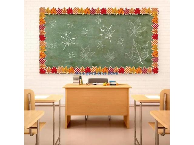 Bulletin Board Border 32.8ft Thanksgiving Leaf Border Trim Wall Sticker for Classroom Whiteboards Chalkboard Decoration