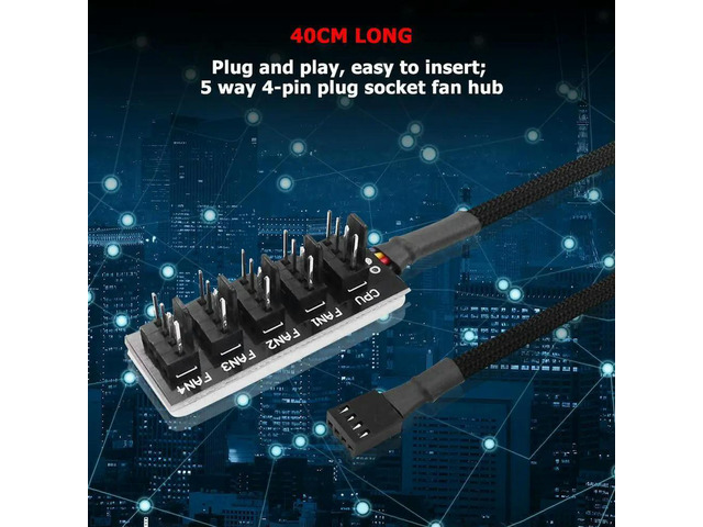 40cm 4-Pin HUB Splitter PC Case Power Adapter HUB Splitter 1 to 5 Adapter for PC Case Chassis