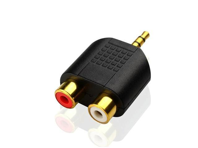 Gold Plated 3.5mm Stereo to 2-RCA Male to Female Red+White Adapter Audio Splitter Adapter Dual RCA Jack Adapter for TV