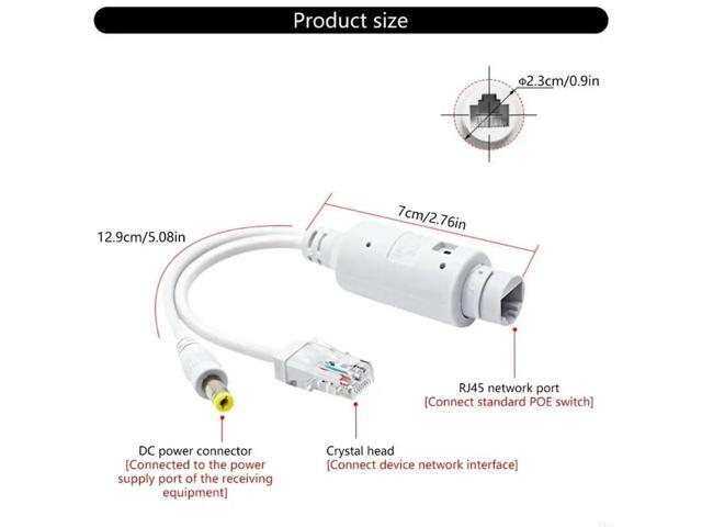 Injector Molding Waterproof PoE Splitter Adapters, Converts 48V to 12V, Data & Power Solution for Phones DC38-57V Input