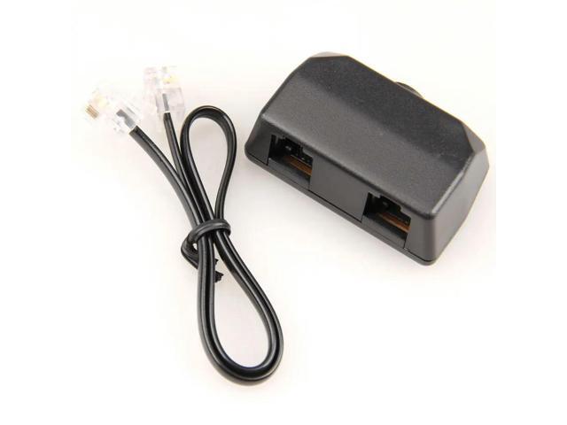 Black Telephone Adapter for Voice Recorder Audio Cable Line-in Cable RJ11 Telephone Phone Line Support 3.5mm Interface