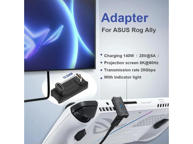 USB-C To USB-C Adapter 20Gbps USB-C Male To USB-C Female Adapter 8K@60Hz 180 Degree U-shaped for Rog Ally/NS Switch Console