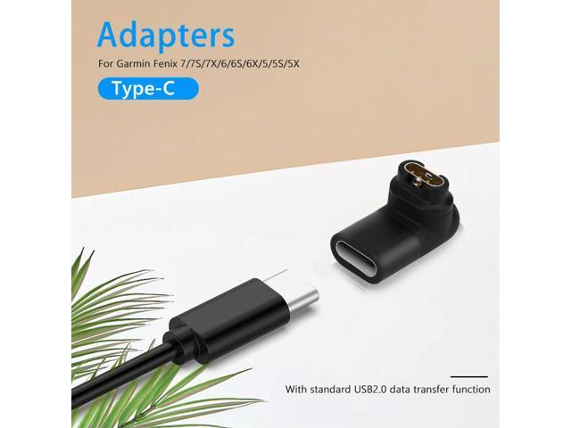 90 Degree 3D Elbow Power Charger Connector Data Transmission Charging Power Adapter Replacement for Garmin Fenix 6/6S/6X/5/5S/5X