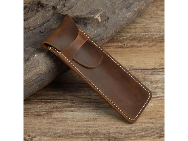 Mini Leather Pen Pocket Fit for Fountain Pen PPT Remotes Presentation Clicker 6.3''x2.4'' Pen Sleeve Gift for Artists