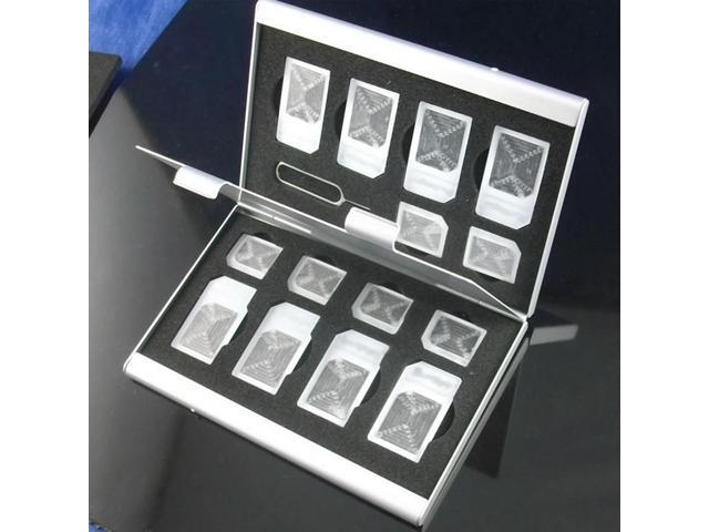 15 in 1 SIM Micro SIM Cards Pin Box Aluminum Alloy Case Holder Protector Antistatic for SIM Card & Cell Phone Eject Pin
