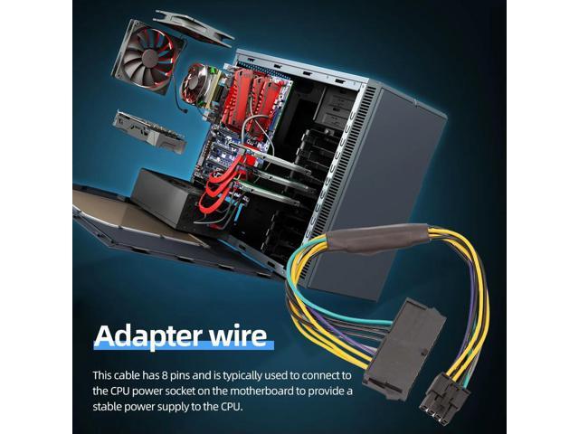 ATX 24Pin To 8Pin Power Cable 30cm Long Power Supply Support 1000W Power Line for Optiplex 3020 7020 9020 8-pin