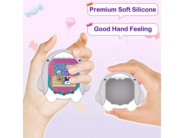 Silicone Case Anti-drop Protective Cover with Lanyard Shockproof Cartoon Shark Shape for Tamagotchi Uni 2023 Virtual Pet Machine