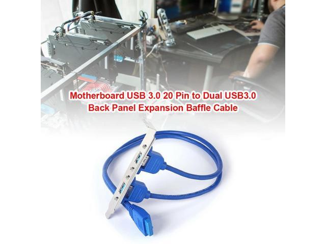 20 Pin to Dual USB3.0 Baffle Adapter Cable USB 3.0 Back Panel Expansion Bracket PC Computer Accessories