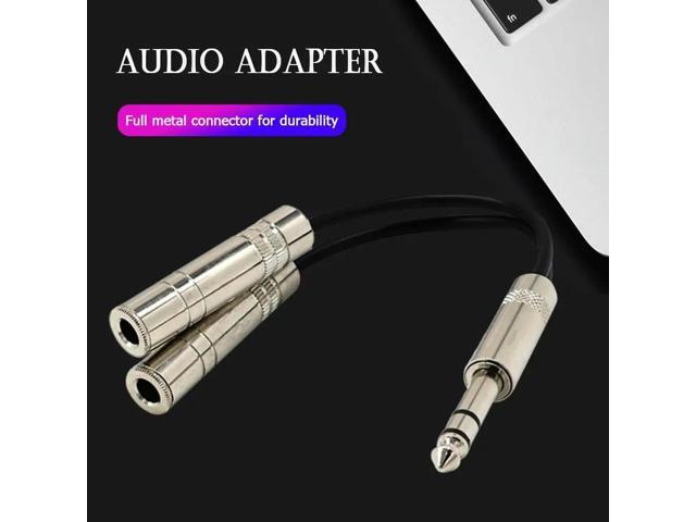 6.35mm Jack Stereo Splitter Cable 2X 1/4 inch Sockets Plug Audio Adapter Y Cord