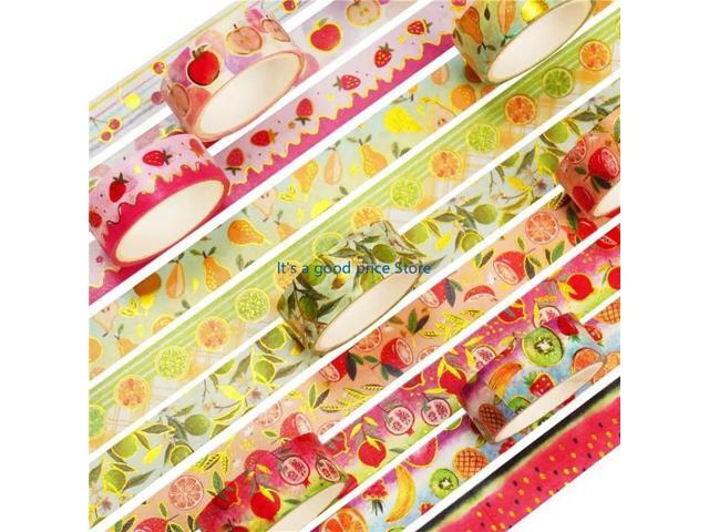 10Rolls Fruit Tape 15mmX9.8ft Decorative Tape Aesthetic Paper Tape for Scrapbooking Journal Notebook Album Packaging