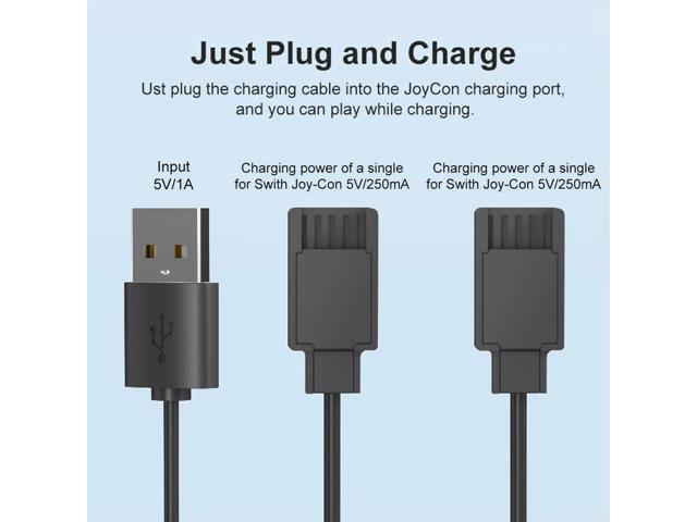 Charging Cable for Joycon Controller 2 in 1 Portable Charger Cable 2.5M Charging Cord for Switch Controller Charger