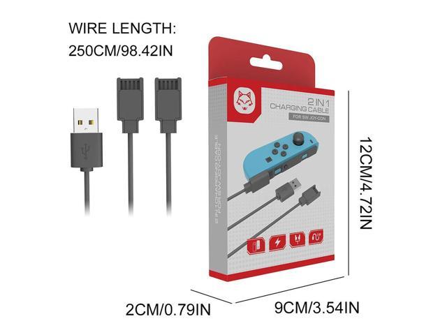 Charging Cable for Joycon Controller 2 in 1 Portable Charger Cable 2.5M Charging Cord for Switch Controller Charger