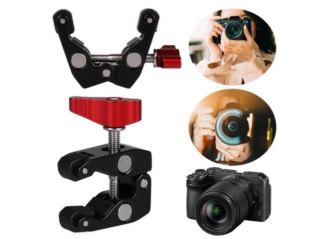 Photography Super Clamp with 1/4in and 3/8in Thread Clip Super Holder Stand for Studio Flash Light Camera Tripod Monopod