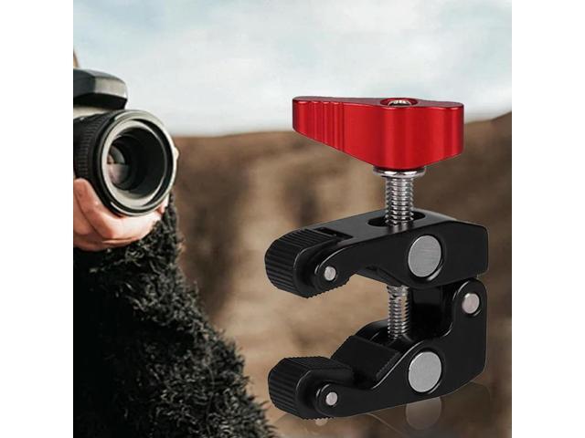 Photography Super Clamp with 1/4in and 3/8in Thread Clip Super Holder Stand for Studio Flash Light Camera Tripod Monopod