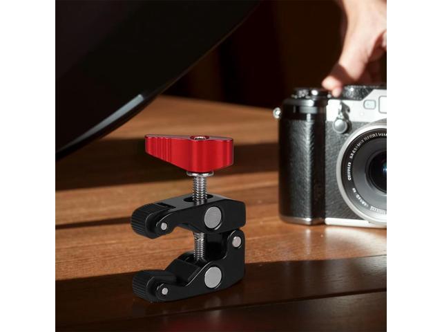 Photography Super Clamp with 1/4in and 3/8in Thread Clip Super Holder Stand for Studio Flash Light Camera Tripod Monopod