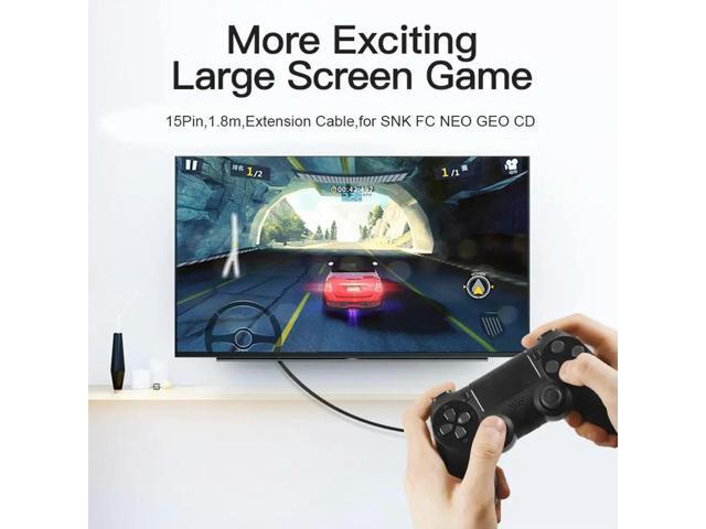 1.8m/5.9ft Controller Extension Cord 15Pin Extension Cable 5.5mm Outer Diameter Extension Cable Cord Wire for SNK FC NEO GEO CD