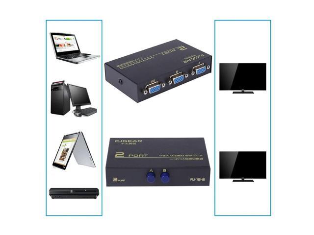 2 in 1 Out 2 Port VGA Splitter Box 130MHz Bandwidth VGA Switch 2 PC To 1 Monitor Switcher Box for PC Monitor