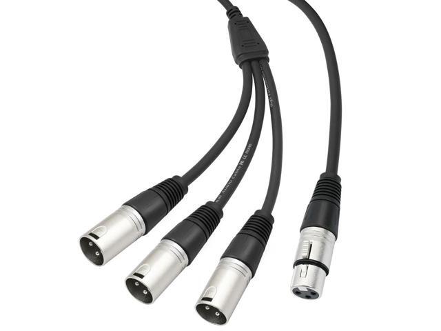 3Pin Y Splitter Cable Female To 3 Male Audio Cable Adaptor Foil+Braided Shielded Microphone Cable for Mixer Microphone Amplifier