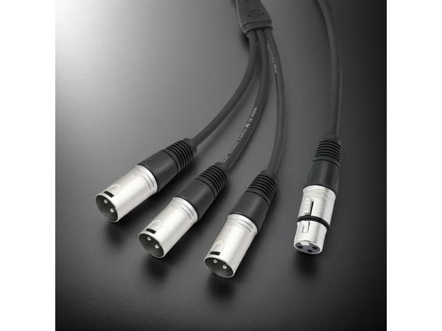 3Pin Y Splitter Cable Female To 3 Male Audio Cable Adaptor Foil+Braided Shielded Microphone Cable for Mixer Microphone Amplifier
