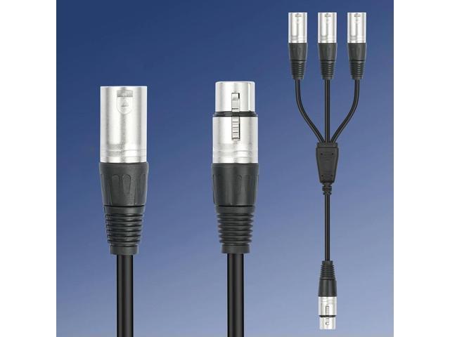 3Pin Y Splitter Cable Female To 3 Male Audio Cable Adaptor Foil+Braided Shielded Microphone Cable for Mixer Microphone Amplifier