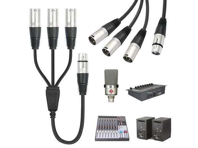 3Pin Y Splitter Cable Female To 3 Male Audio Cable Adaptor Foil+Braided Shielded Microphone Cable for Mixer Microphone Amplifier