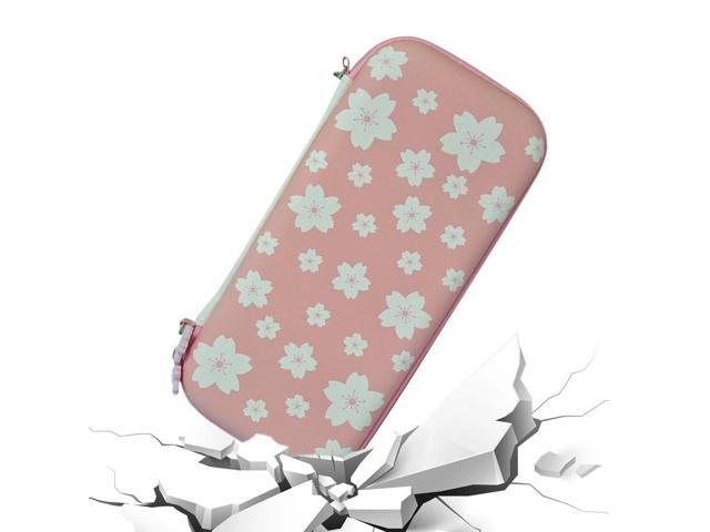 EVA Cute Hard Carrying Case Shockproof Pink Sakura Protective Case Anti-Scratch Carrying Bag for Nintendo Switch and Switch OLED
