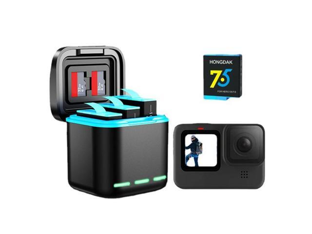 3-Channel Charger with Type C Cable Fast Charger 2 SD Slot Batteries Case for GoPro Go Pro Hero 8 7 6 5