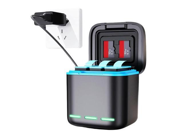 3-Channel Charger with Type C Cable Fast Charger 2 SD Slot Batteries Case for GoPro Go Pro Hero 8 7 6 5