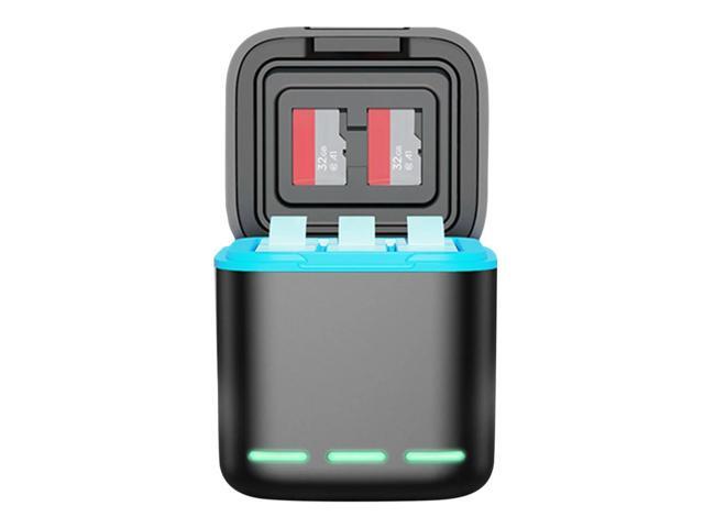 3-Channel Charger with Type C Cable Fast Charger 2 SD Slot Batteries Case for GoPro Go Pro Hero 8 7 6 5