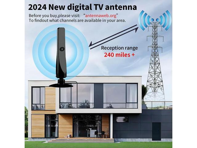TV Antenna with Booster HD Antenna Support 4K 1080P Suction Cup TV Antenna 25DBI Plug Play for TV