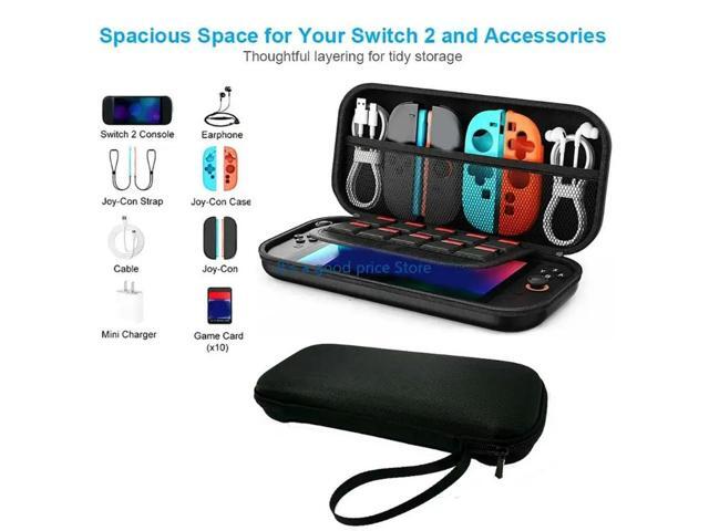 Game Console Case Bag Travel Waterproof Shockproof with Secure Inner Lining For NS2 Easy Carry Organizers