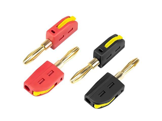 10Pcs 4mm High Current Plugs Six-Lea Gold-Plated Banana Connector Self-Locking Quick Connect Plug for 32A Electrical Test