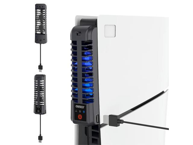 Cooling Fan LED Light Cooling Game Accessories Quiet Fan USB 2.0 Port Game Console Rear Cooling Fan for PS5 Slim Console