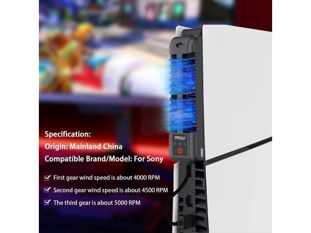 Cooling Fan LED Light Cooling Game Accessories Quiet Fan USB 2.0 Port Game Console Rear Cooling Fan for PS5 Slim Console