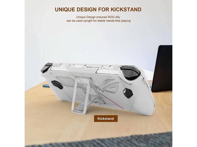 Transparent Protective Case PC Shell Protective Cover Shockproof Anti-collision with Folding Stand for ROG Ally Game Console