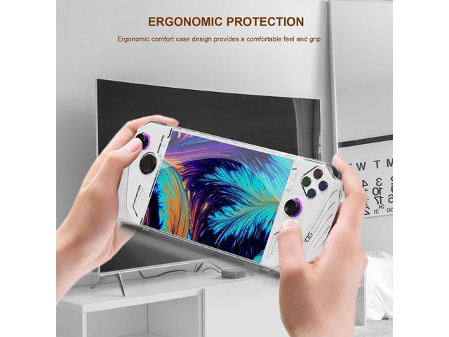 Transparent Protective Case PC Shell Protective Cover Shockproof Anti-collision with Folding Stand for ROG Ally Game Console