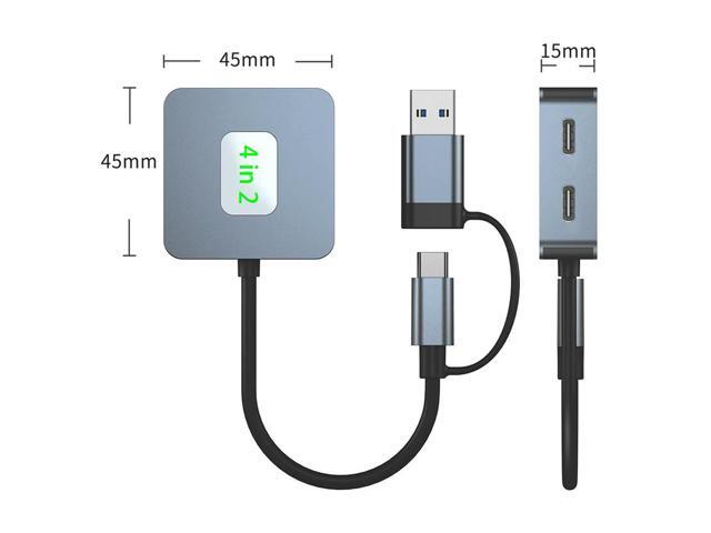 USB 3.2 Hub 4 in 1 USB C Hub Aluminium Alloy Case USB C Dock 2*USB3.2+2*USB-C3.2 Docking Station Type C HUB Computer Accessories