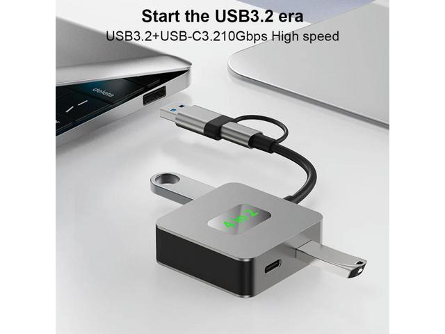 USB 3.2 Hub 4 in 1 USB C Hub Aluminium Alloy Case USB C Dock 2*USB3.2+2*USB-C3.2 Docking Station Type C HUB Computer Accessories