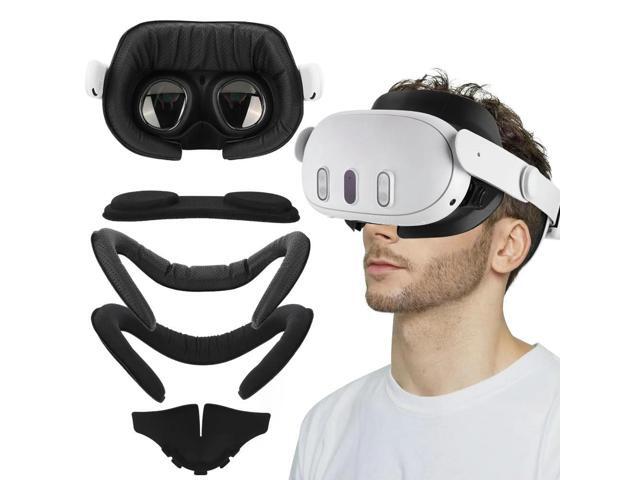 6 in 1 Cushion Pad Foam Replacement PU & Ice Silk Foam Face Cushion Height-Adjustable Facial Bracket Lens Cloth for Quest 3