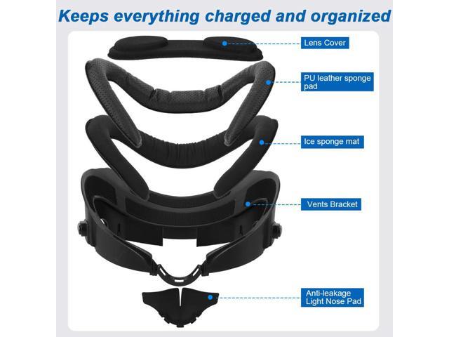 6 in 1 Cushion Pad Foam Replacement PU & Ice Silk Foam Face Cushion Height-Adjustable Facial Bracket Lens Cloth for Quest 3